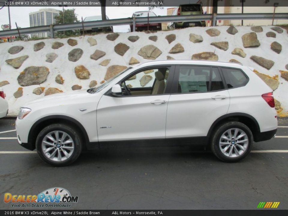 2016 BMW X3 xDrive28i Alpine White / Saddle Brown Photo #2