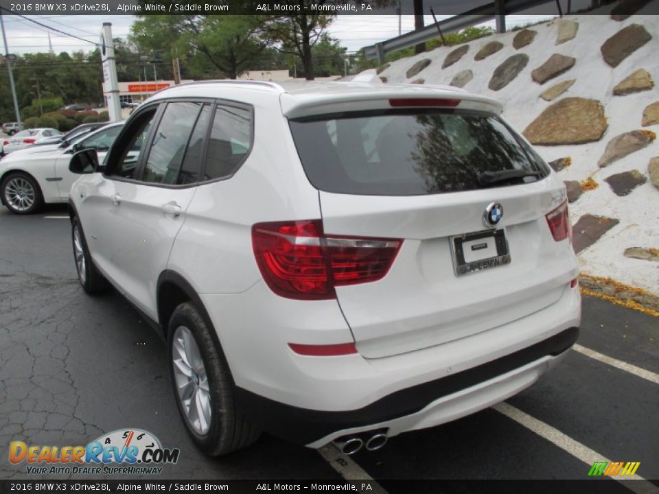 2016 BMW X3 xDrive28i Alpine White / Saddle Brown Photo #4