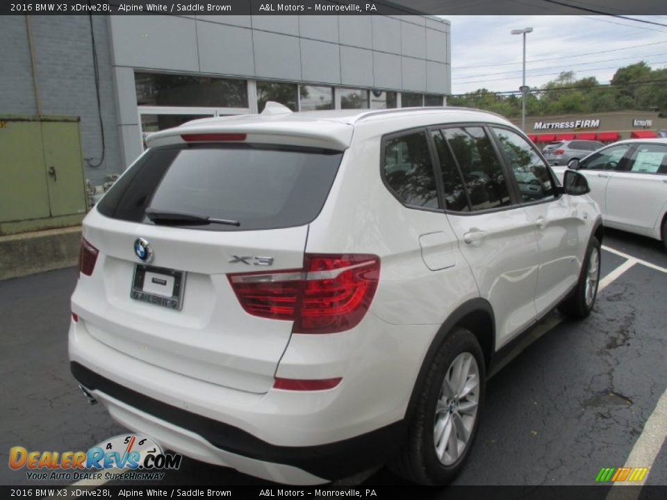 2016 BMW X3 xDrive28i Alpine White / Saddle Brown Photo #6