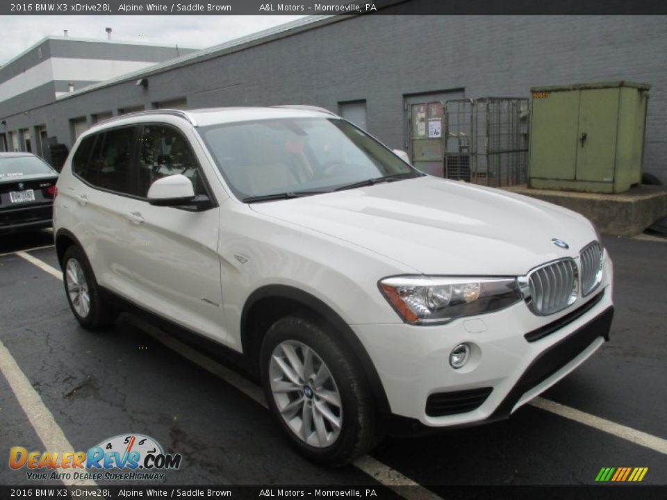 2016 BMW X3 xDrive28i Alpine White / Saddle Brown Photo #7