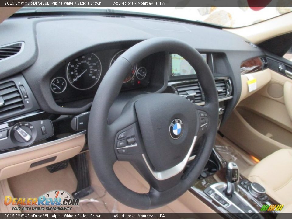 2016 BMW X3 xDrive28i Alpine White / Saddle Brown Photo #13