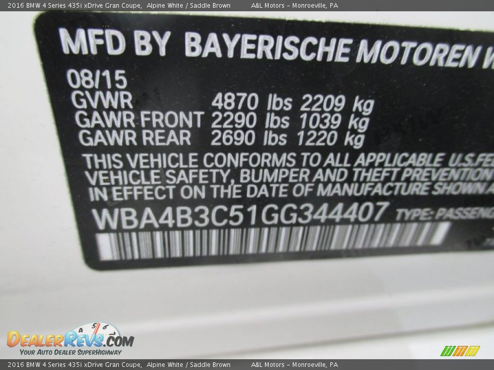 2016 BMW 4 Series 435i xDrive Gran Coupe Alpine White / Saddle Brown Photo #18