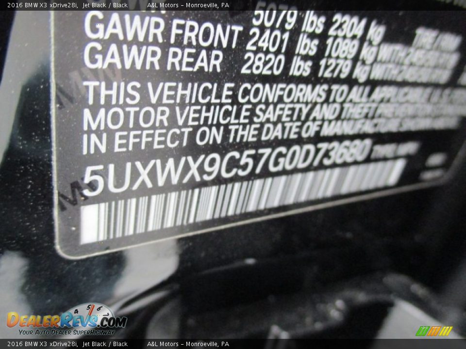2016 BMW X3 xDrive28i Jet Black / Black Photo #18