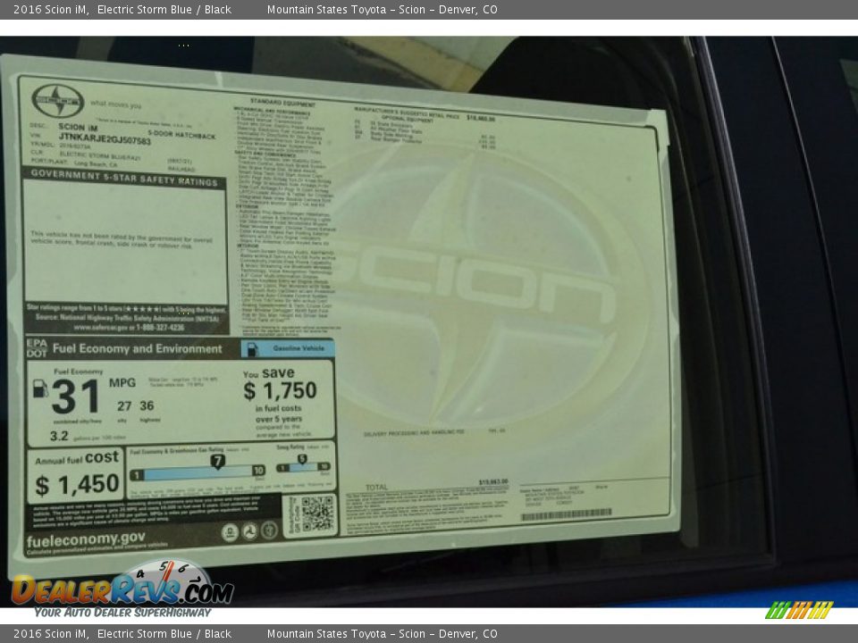 2016 Scion iM Electric Storm Blue / Black Photo #10