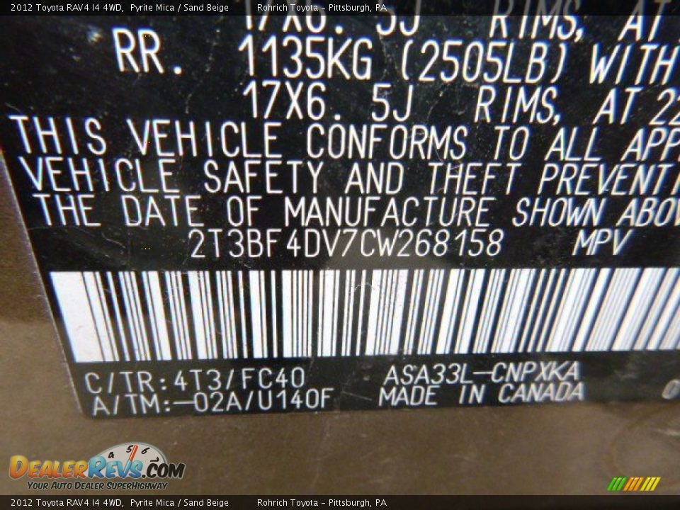 2012 Toyota RAV4 I4 4WD Pyrite Mica / Sand Beige Photo #2