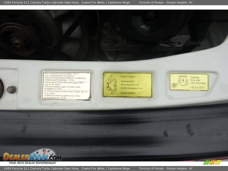 Info Tag of 1989 Porsche 911 Carrera Turbo Cabriolet Slant Nose Photo #25