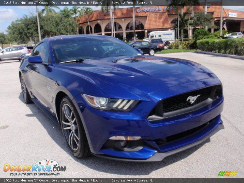 2015 Ford Mustang GT Coupe Deep Impact Blue Metallic / Ebony Photo #2
