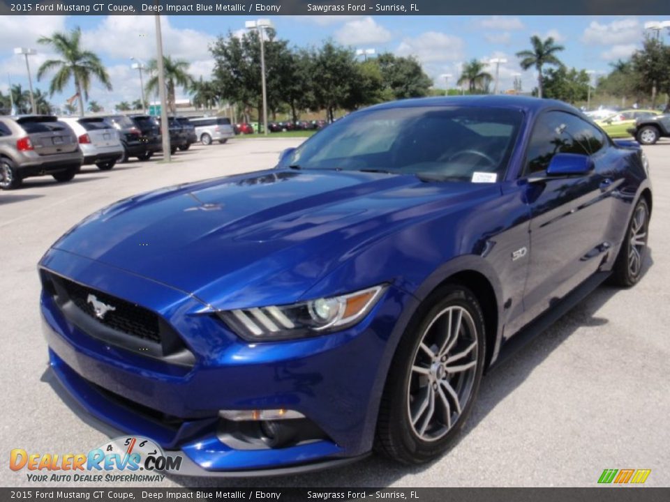 2015 Ford Mustang GT Coupe Deep Impact Blue Metallic / Ebony Photo #13