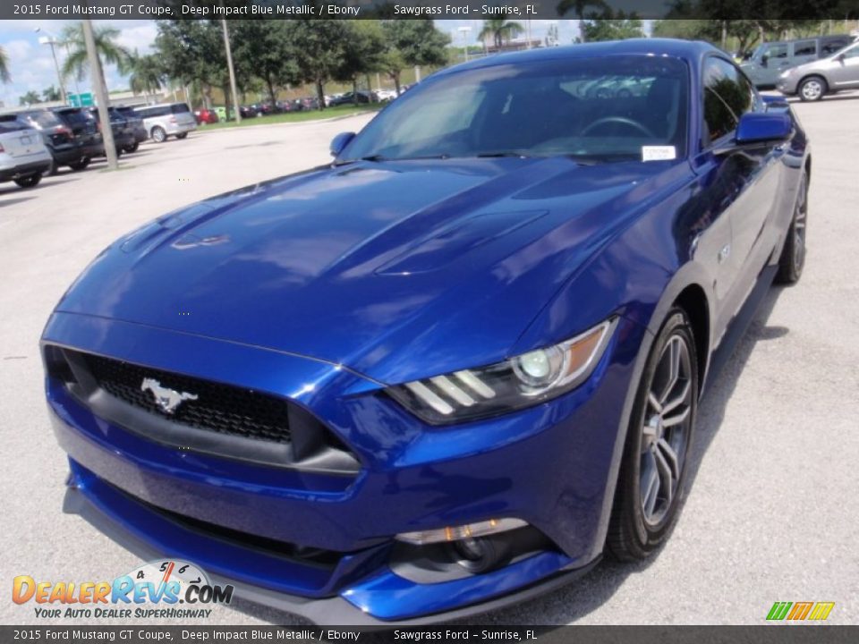 2015 Ford Mustang GT Coupe Deep Impact Blue Metallic / Ebony Photo #14