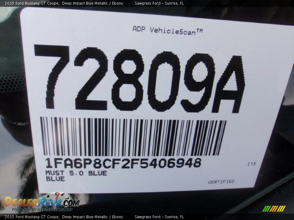 2015 Ford Mustang GT Coupe Deep Impact Blue Metallic / Ebony Photo #33