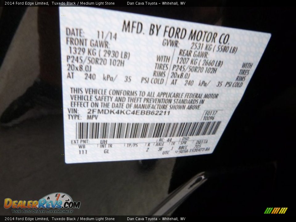 2014 Ford Edge Limited Tuxedo Black / Medium Light Stone Photo #15