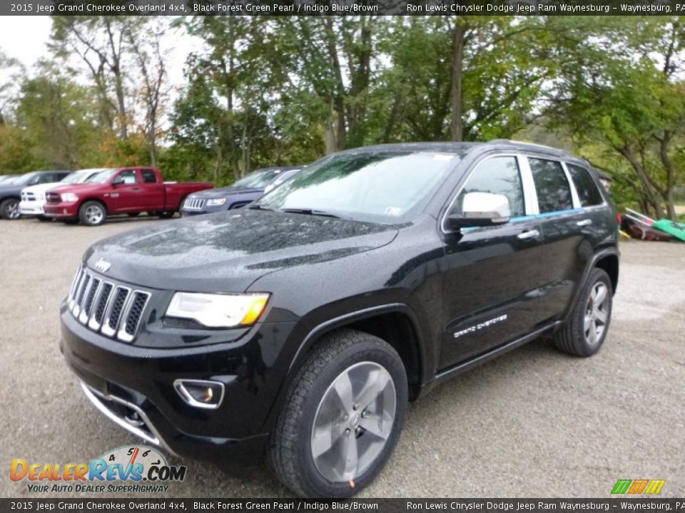 2015 Jeep Grand Cherokee Overland 4x4 Black Forest Green Pearl / Indigo Blue/Brown Photo #1