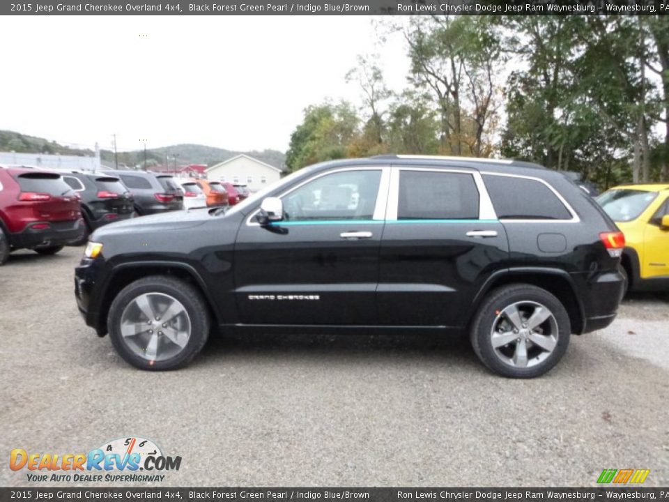 2015 Jeep Grand Cherokee Overland 4x4 Black Forest Green Pearl / Indigo Blue/Brown Photo #2