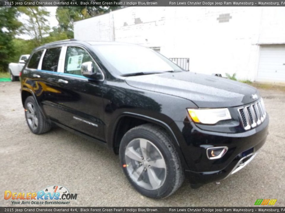 2015 Jeep Grand Cherokee Overland 4x4 Black Forest Green Pearl / Indigo Blue/Brown Photo #11