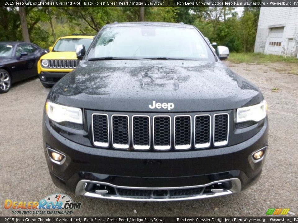 2015 Jeep Grand Cherokee Overland 4x4 Black Forest Green Pearl / Indigo Blue/Brown Photo #12