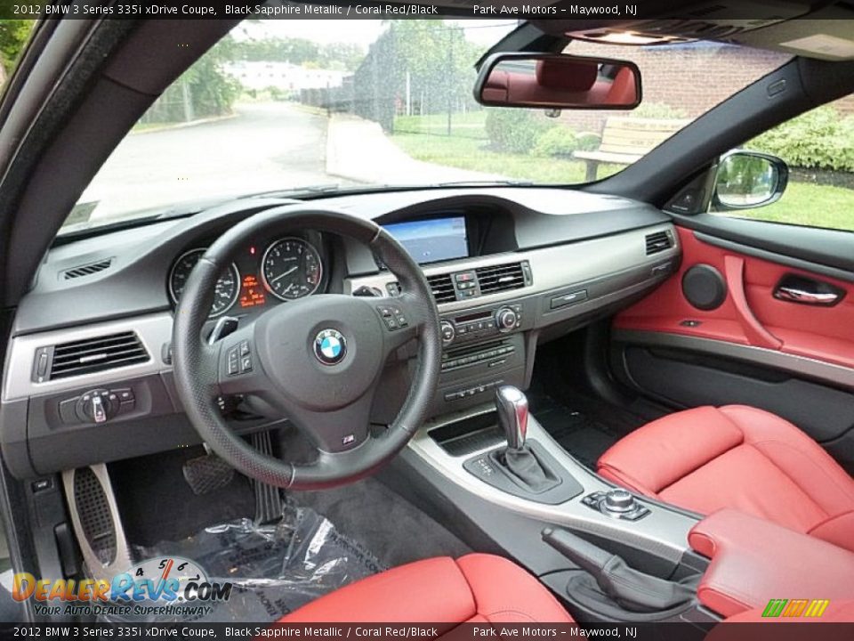 2012 BMW 3 Series 335i xDrive Coupe Black Sapphire Metallic / Coral Red/Black Photo #13