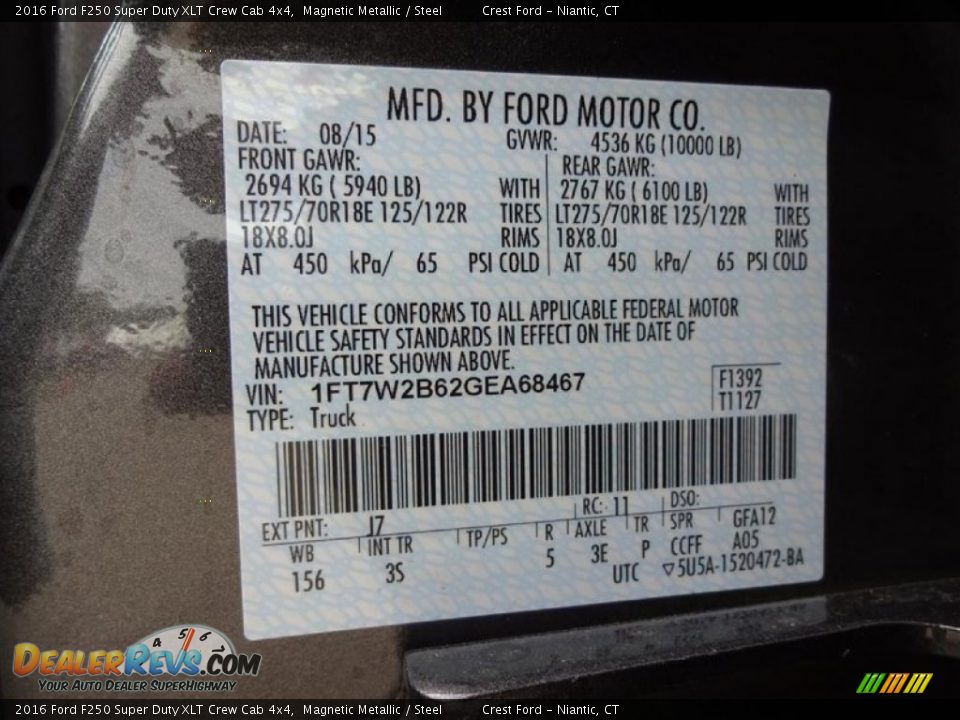 2016 Ford F250 Super Duty XLT Crew Cab 4x4 Magnetic Metallic / Steel Photo #16
