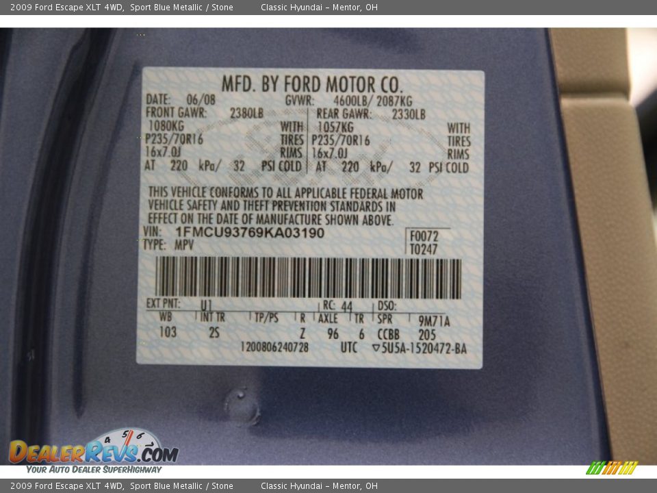 2009 Ford Escape XLT 4WD Sport Blue Metallic / Stone Photo #15