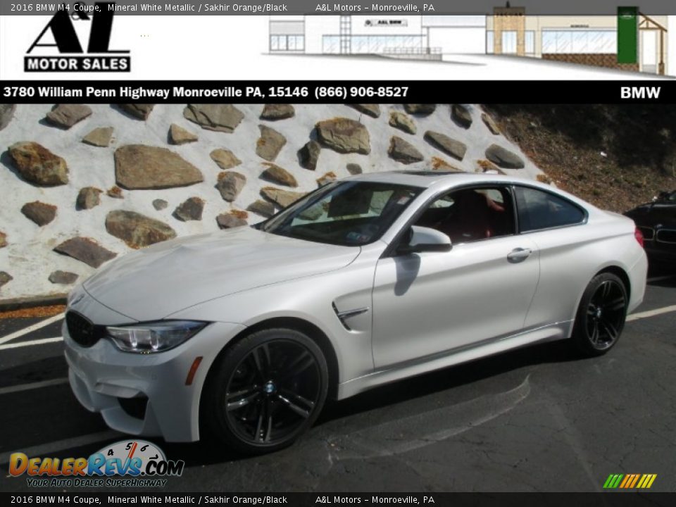 2016 BMW M4 Coupe Mineral White Metallic / Sakhir Orange/Black Photo #1