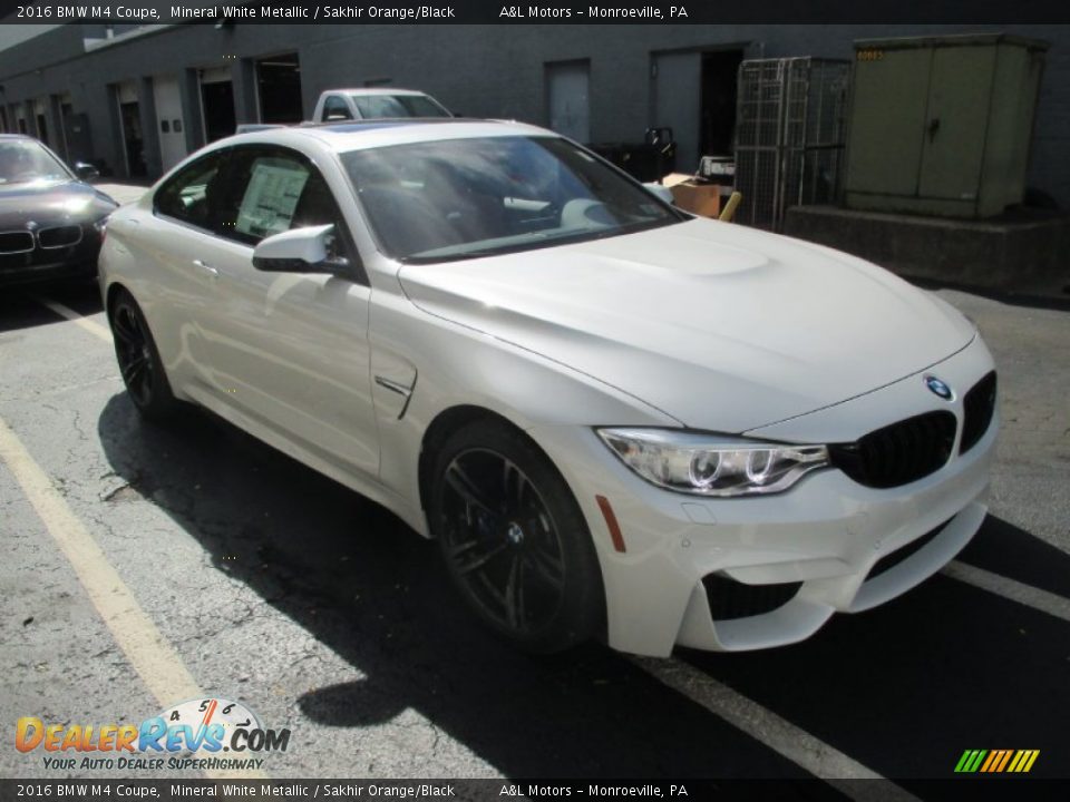 2016 BMW M4 Coupe Mineral White Metallic / Sakhir Orange/Black Photo #7