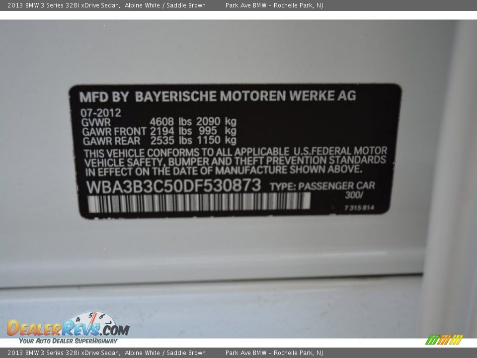 2013 BMW 3 Series 328i xDrive Sedan Alpine White / Saddle Brown Photo #29