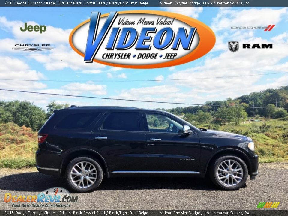 2015 Dodge Durango Citadel Brilliant Black Crystal Pearl / Black/Light Frost Beige Photo #1