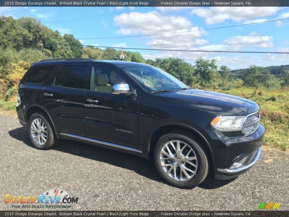 2015 Dodge Durango Citadel Brilliant Black Crystal Pearl / Black/Light Frost Beige Photo #2