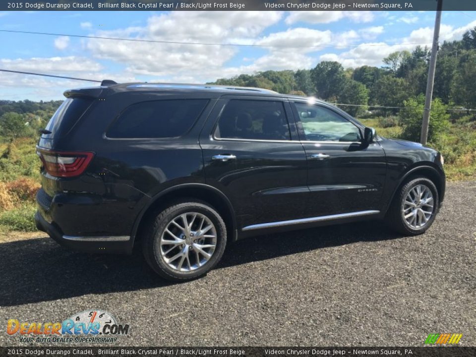 2015 Dodge Durango Citadel Brilliant Black Crystal Pearl / Black/Light Frost Beige Photo #3