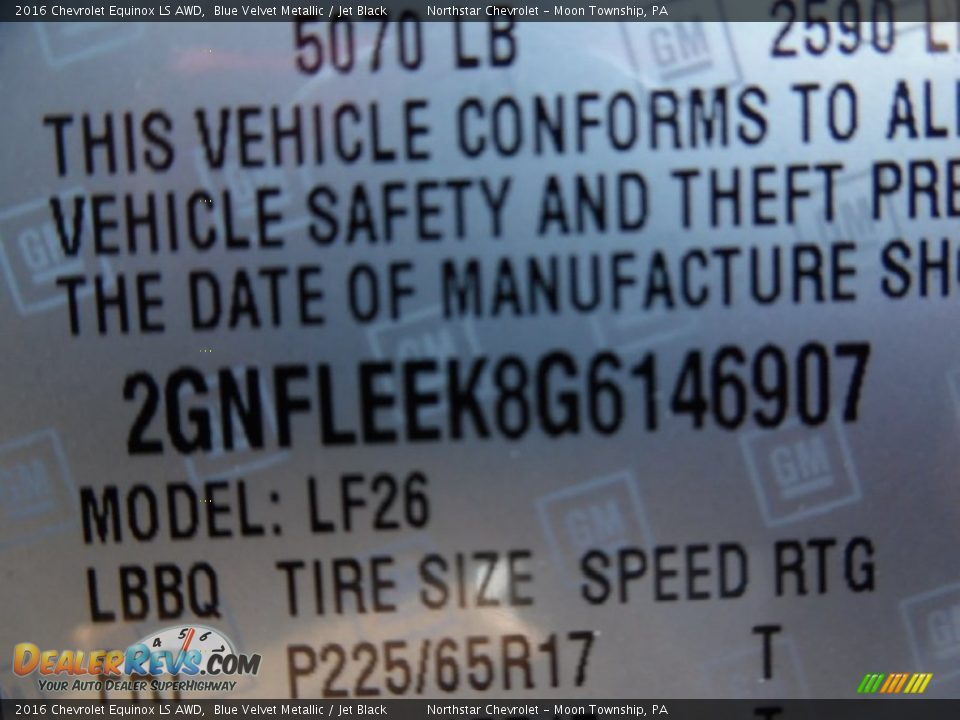 2016 Chevrolet Equinox LS AWD Blue Velvet Metallic / Jet Black Photo #16