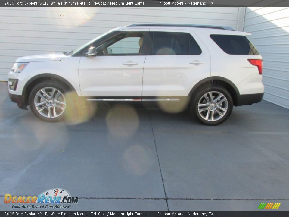 2016 Ford Explorer XLT White Platinum Metallic Tri-Coat / Medium Light Camel Photo #6
