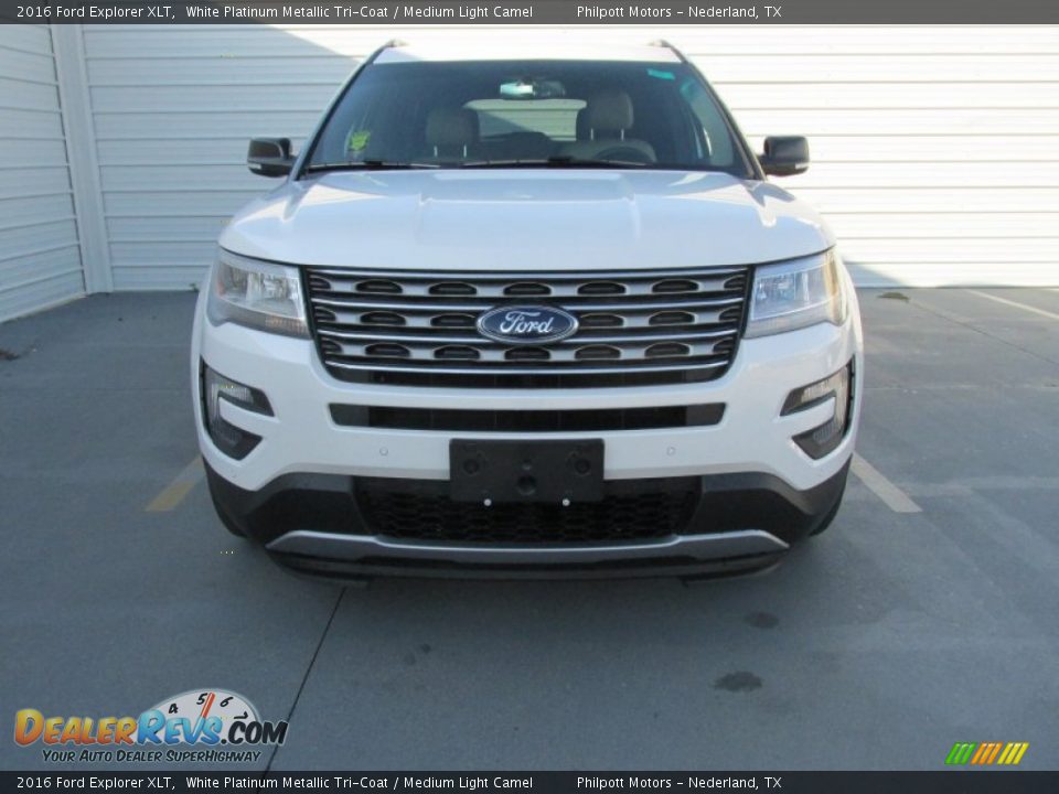 2016 Ford Explorer XLT White Platinum Metallic Tri-Coat / Medium Light Camel Photo #8