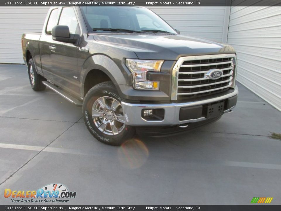 2015 Ford F150 XLT SuperCab 4x4 Magnetic Metallic / Medium Earth Gray Photo #2