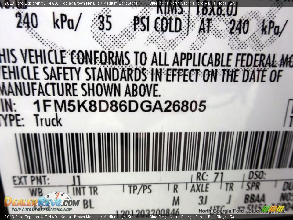 2013 Ford Explorer XLT 4WD Kodiak Brown Metallic / Medium Light Stone Photo #35