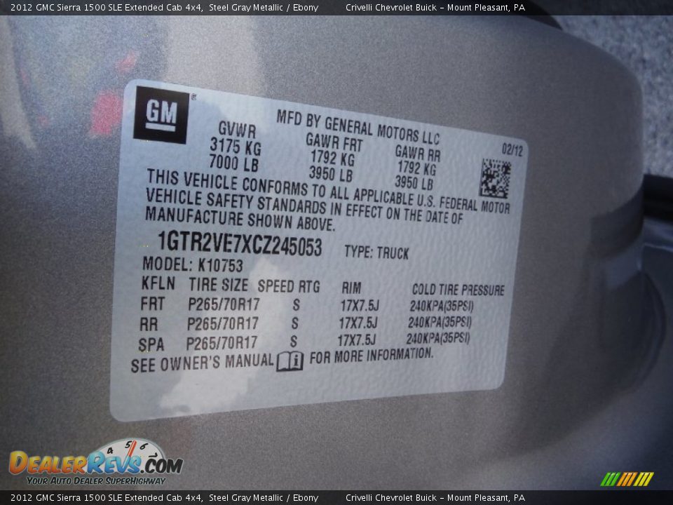 2012 GMC Sierra 1500 SLE Extended Cab 4x4 Steel Gray Metallic / Ebony Photo #34