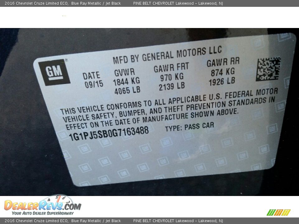 2016 Chevrolet Cruze Limited ECO Blue Ray Metallic / Jet Black Photo #9
