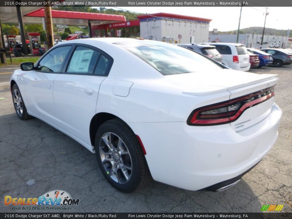 2016 Dodge Charger SXT AWD Bright White / Black/Ruby Red Photo #5
