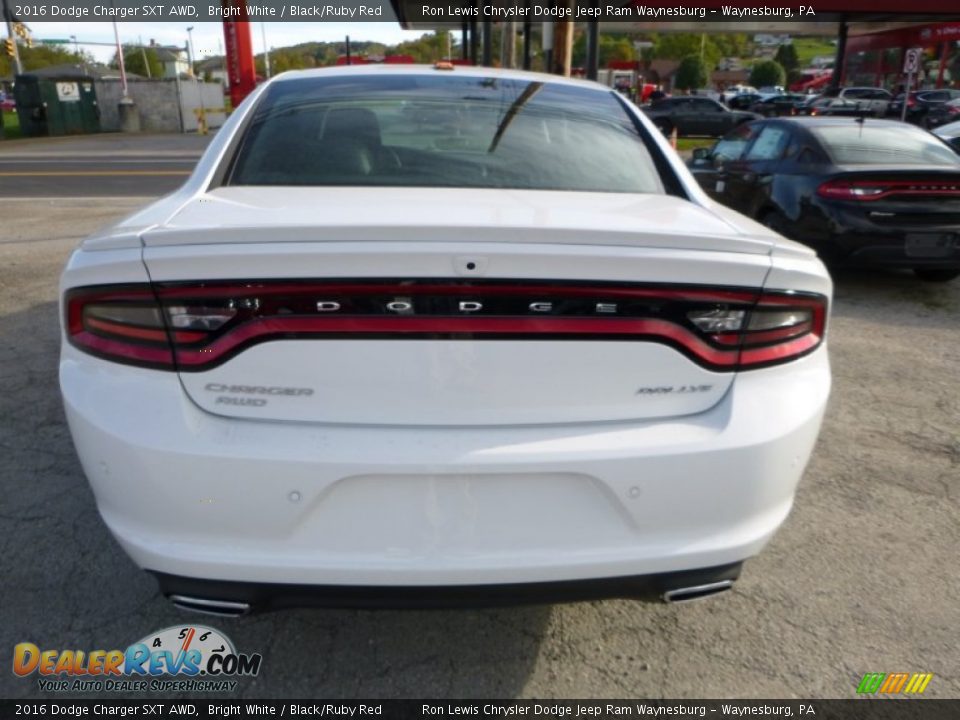 2016 Dodge Charger SXT AWD Bright White / Black/Ruby Red Photo #6