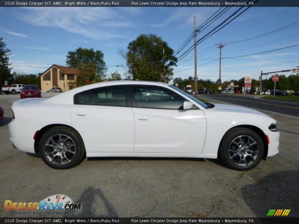 2016 Dodge Charger SXT AWD Bright White / Black/Ruby Red Photo #8