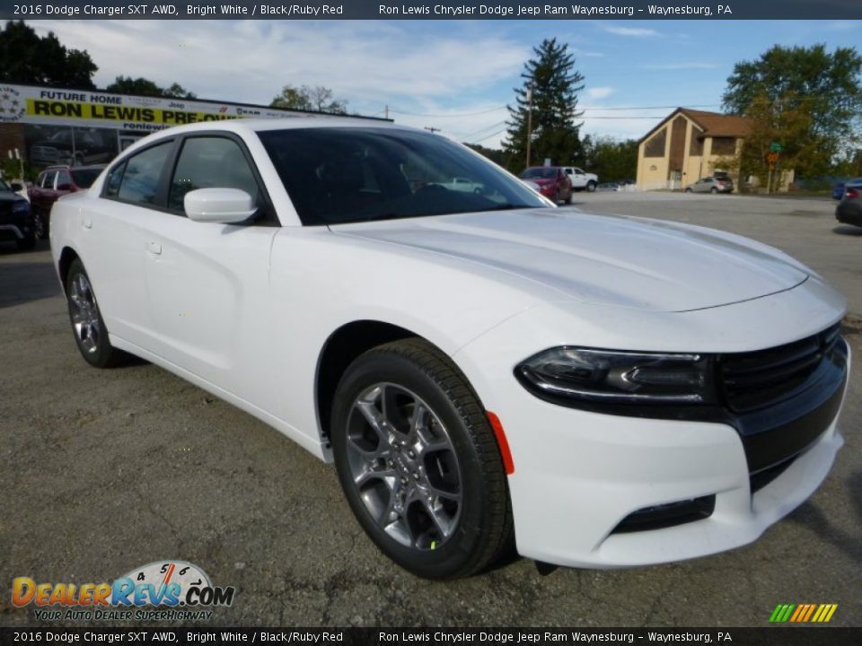 2016 Dodge Charger SXT AWD Bright White / Black/Ruby Red Photo #12
