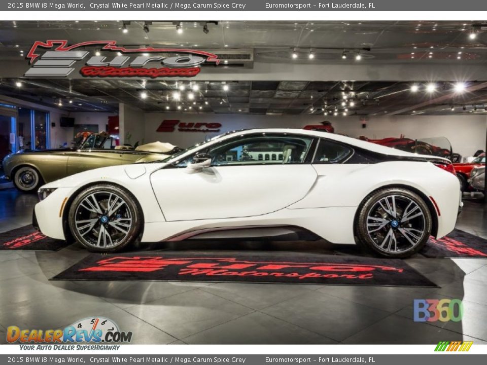 2015 BMW i8 Mega World Crystal White Pearl Metallic / Mega Carum Spice Grey Photo #2