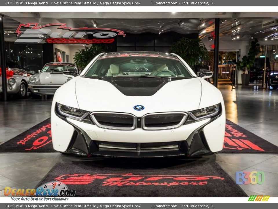 2015 BMW i8 Mega World Crystal White Pearl Metallic / Mega Carum Spice Grey Photo #3