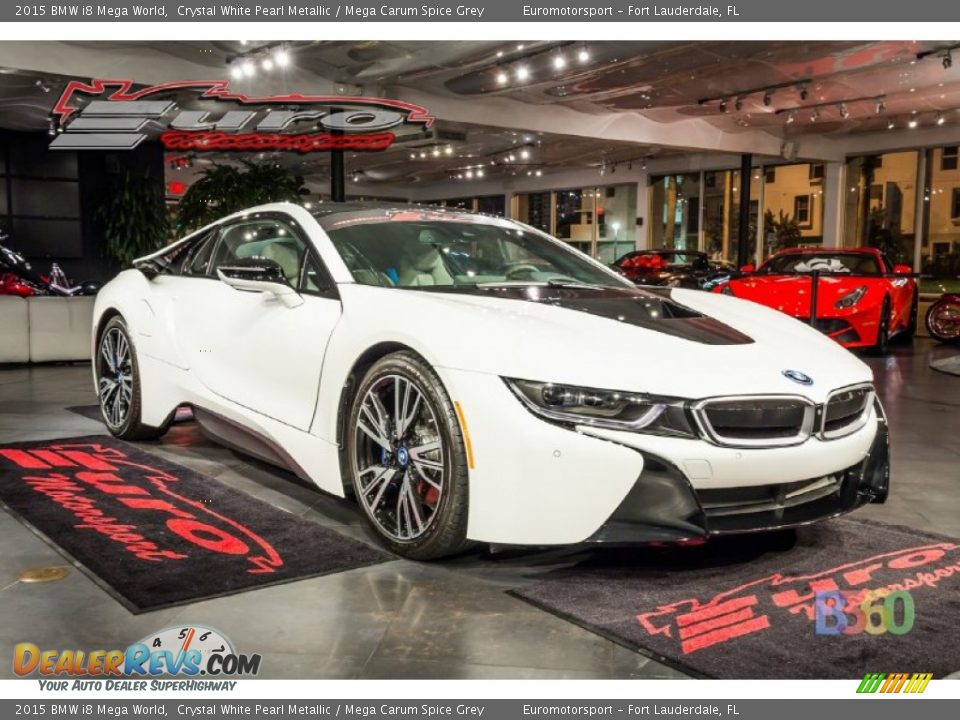 2015 BMW i8 Mega World Crystal White Pearl Metallic / Mega Carum Spice Grey Photo #4