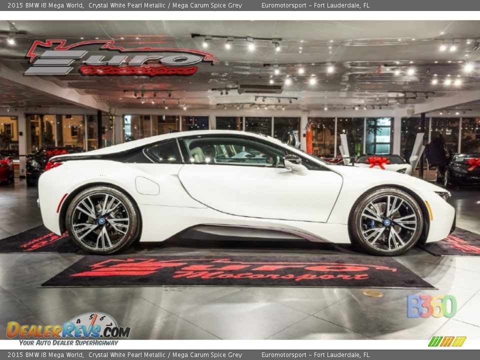 2015 BMW i8 Mega World Crystal White Pearl Metallic / Mega Carum Spice Grey Photo #5
