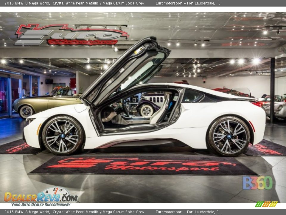 2015 BMW i8 Mega World Crystal White Pearl Metallic / Mega Carum Spice Grey Photo #9