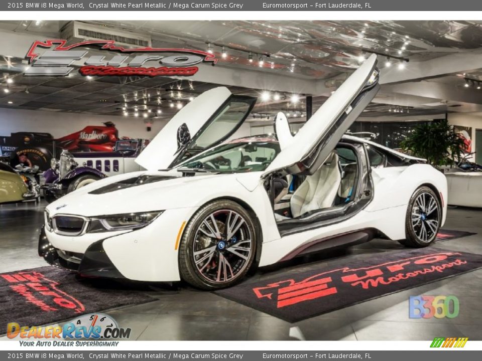 2015 BMW i8 Mega World Crystal White Pearl Metallic / Mega Carum Spice Grey Photo #10