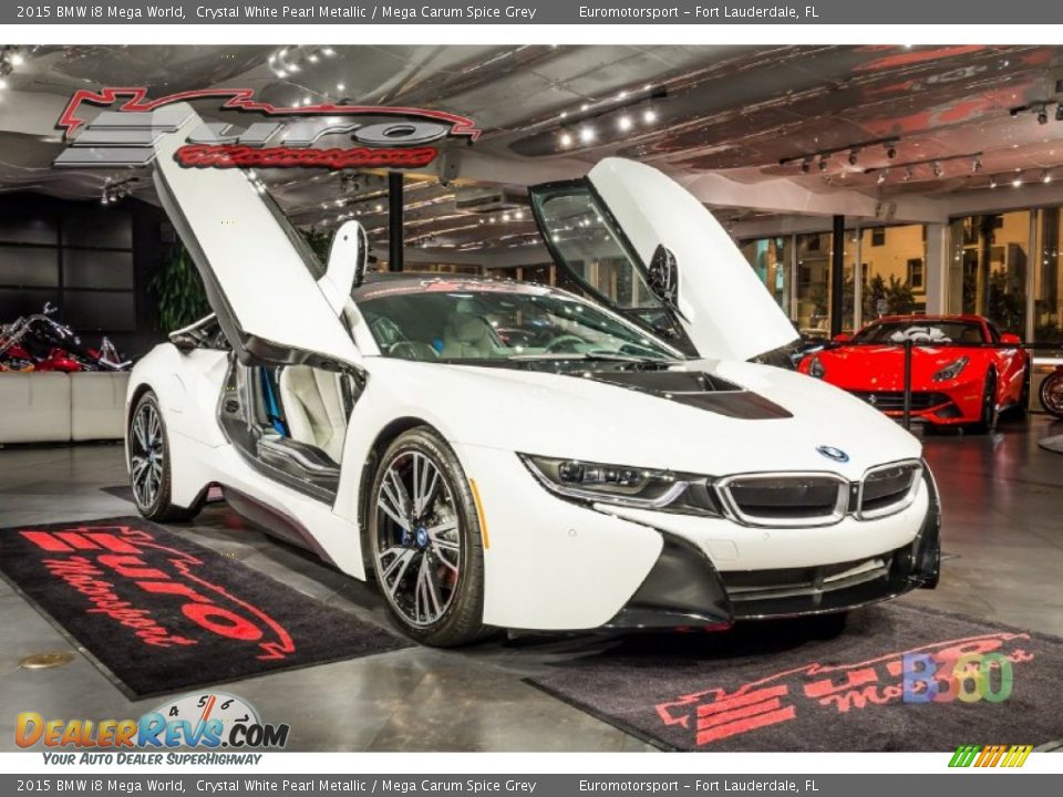 2015 BMW i8 Mega World Crystal White Pearl Metallic / Mega Carum Spice Grey Photo #12