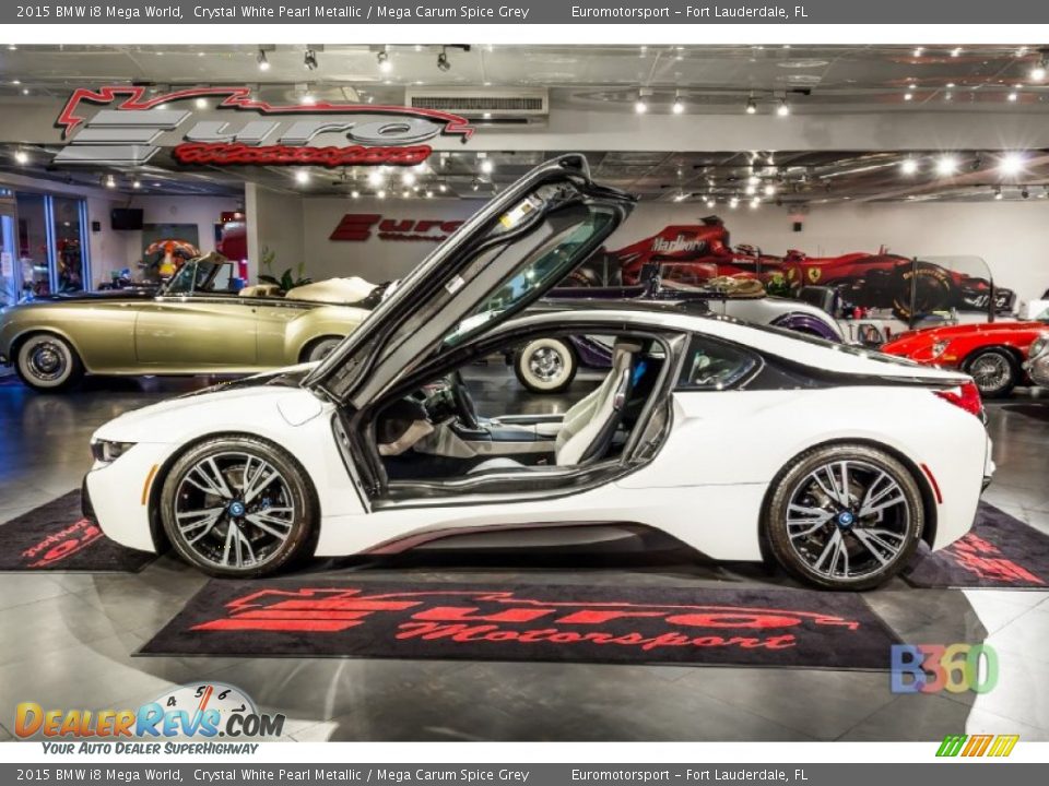 2015 BMW i8 Mega World Crystal White Pearl Metallic / Mega Carum Spice Grey Photo #13
