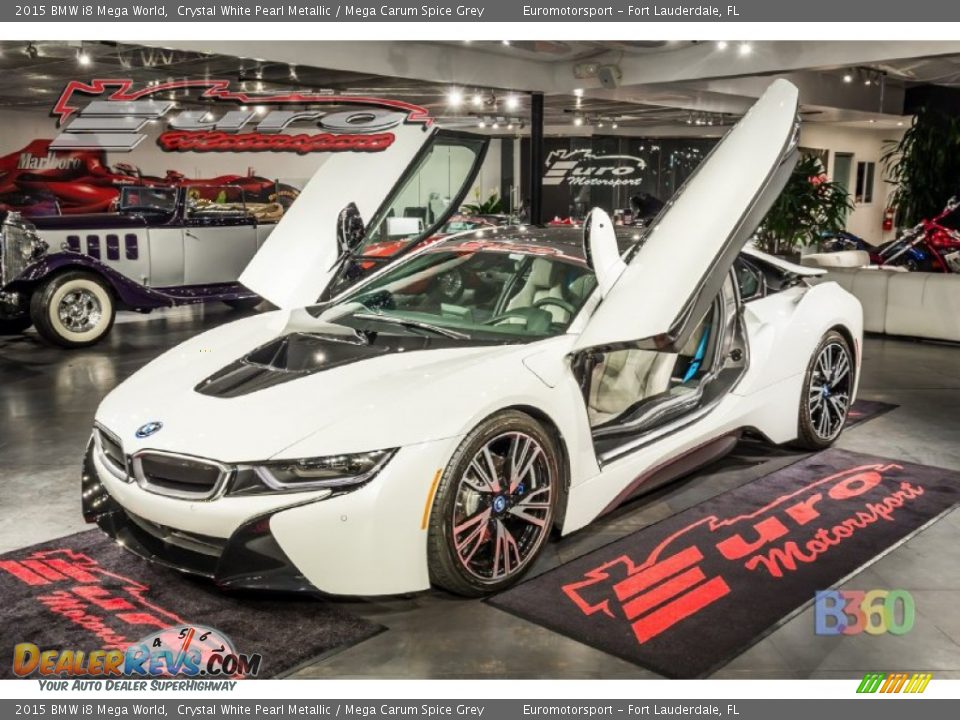 2015 BMW i8 Mega World Crystal White Pearl Metallic / Mega Carum Spice Grey Photo #15