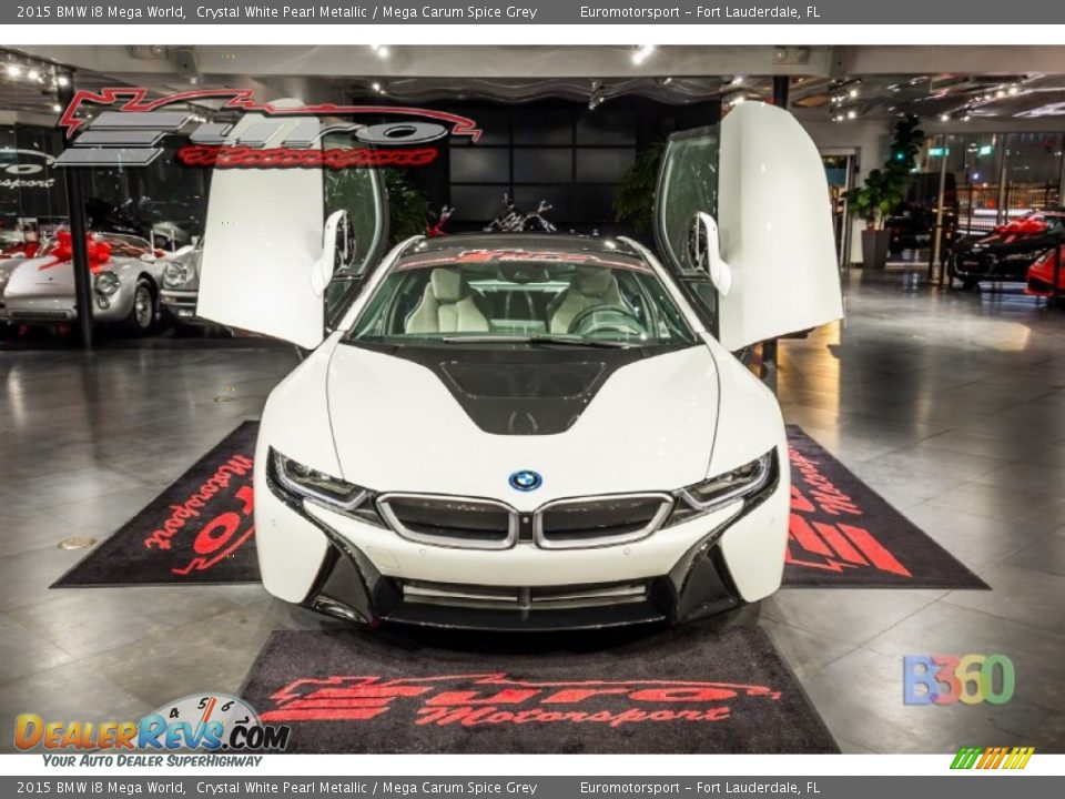 2015 BMW i8 Mega World Crystal White Pearl Metallic / Mega Carum Spice Grey Photo #16