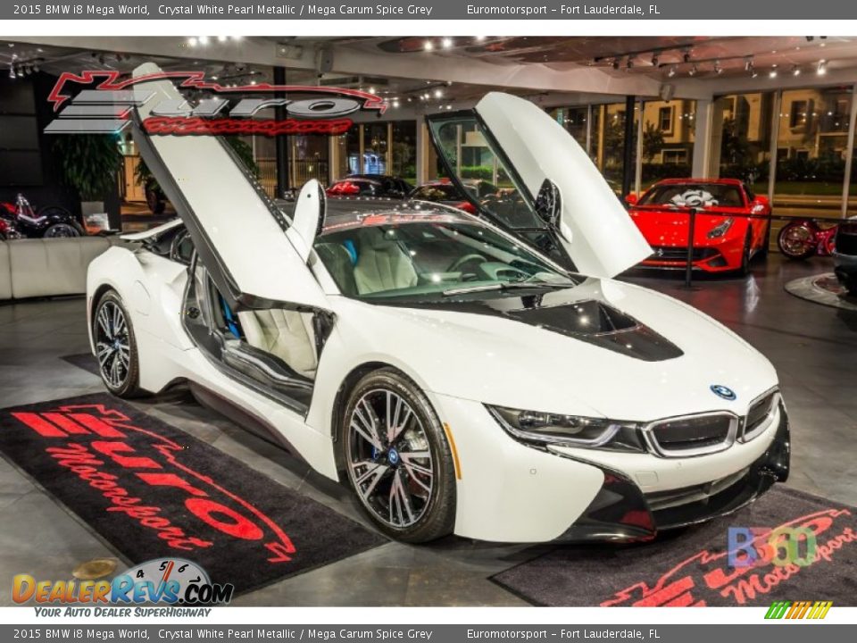 2015 BMW i8 Mega World Crystal White Pearl Metallic / Mega Carum Spice Grey Photo #17